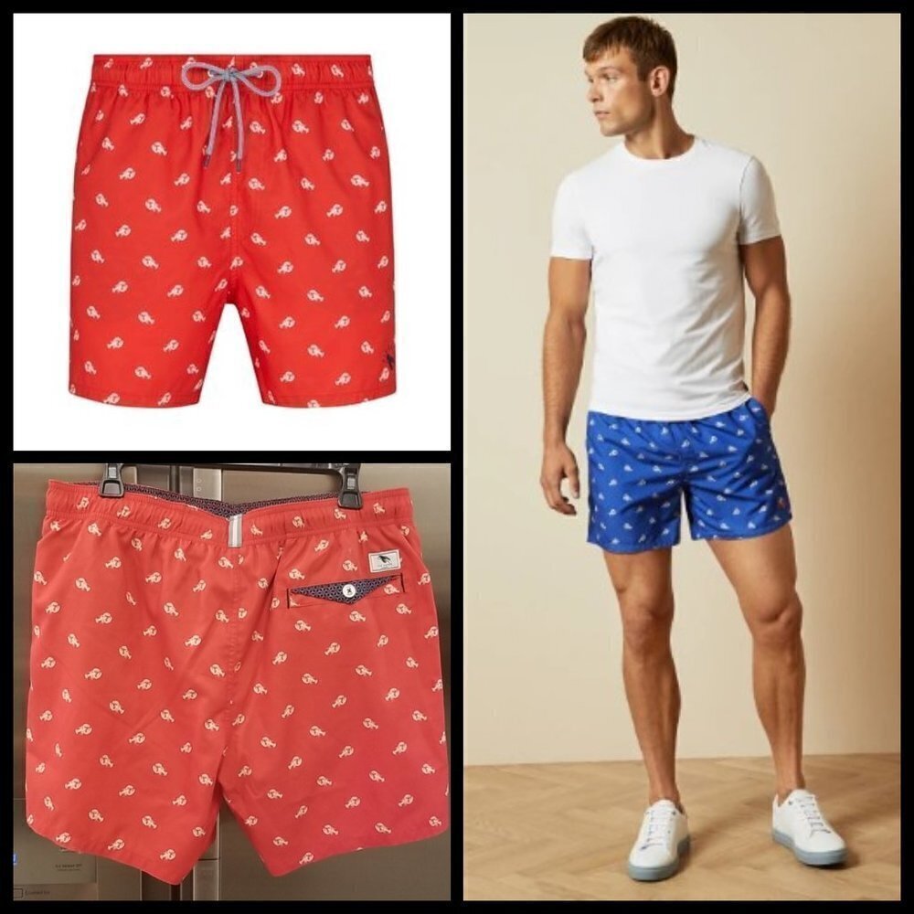 💕TED BAKER💕 Nippy Lobster Print Swim Shorts RED